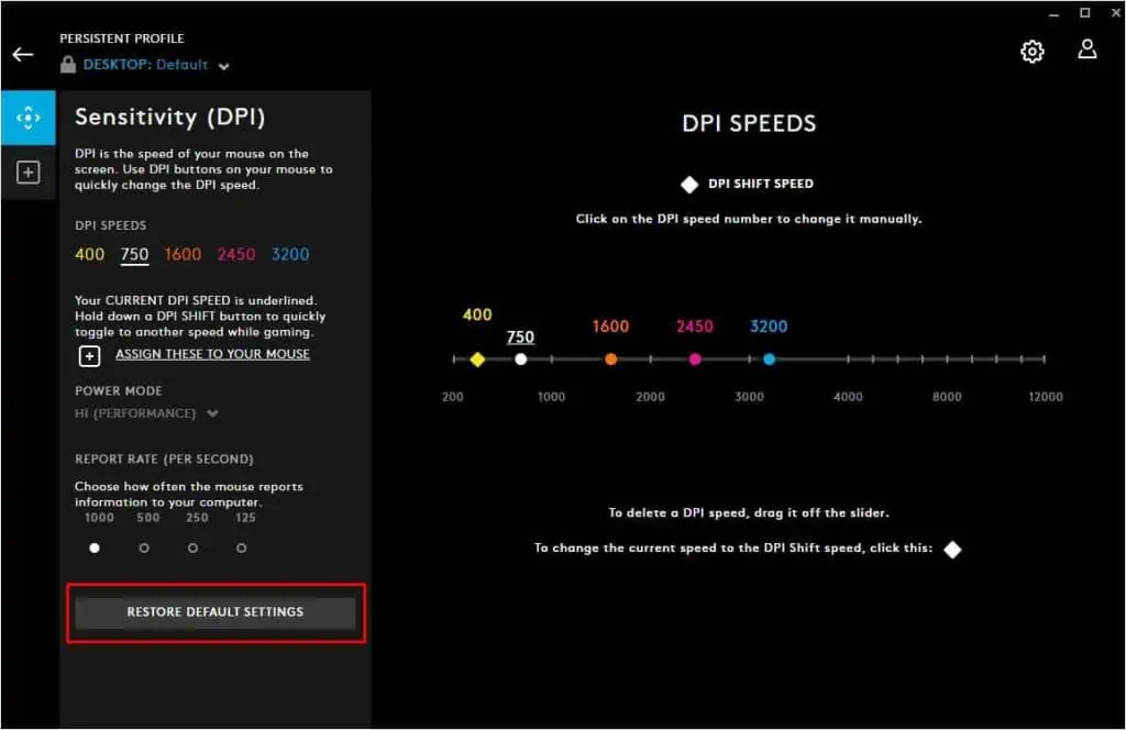 How to Change Mouse Sensitivity (5 Effective Ways) 25 restore-default-settings-in-g-hub-1024x664