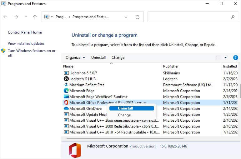 right click and choose uninstall