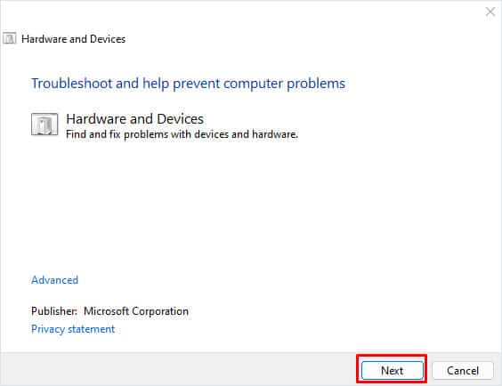 run hardware troubleshooter scroll not working