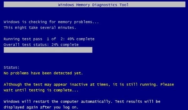 running windows memory diagnostics
