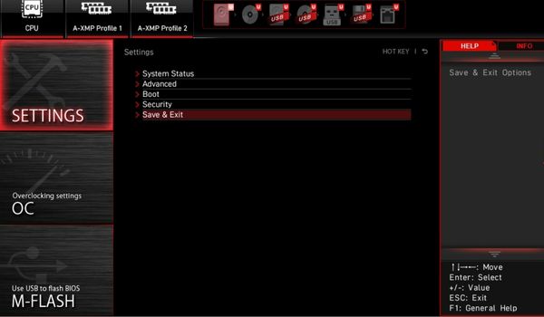 save and exit in bios
