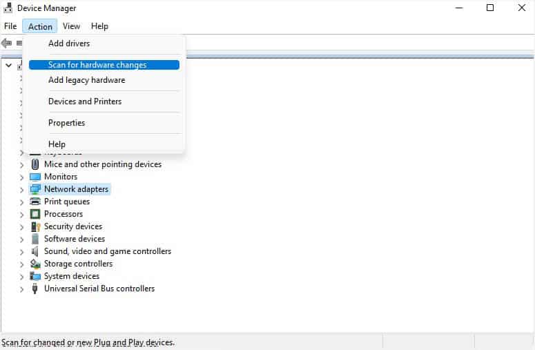 scan for hardware changes