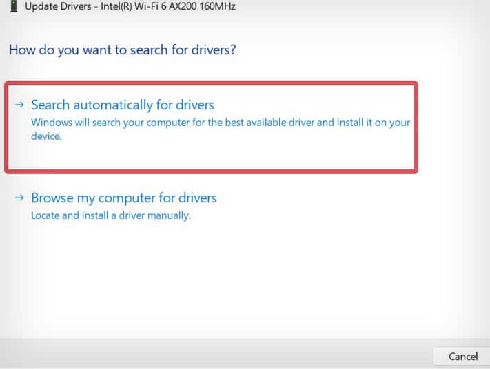 search automatically for drivers