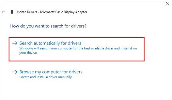 search automatically for drivers in safe mode