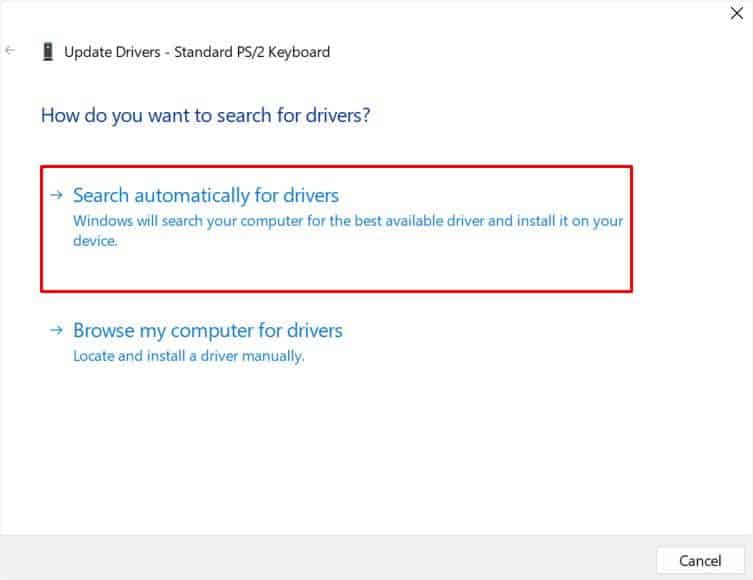 search automatically for drivers
