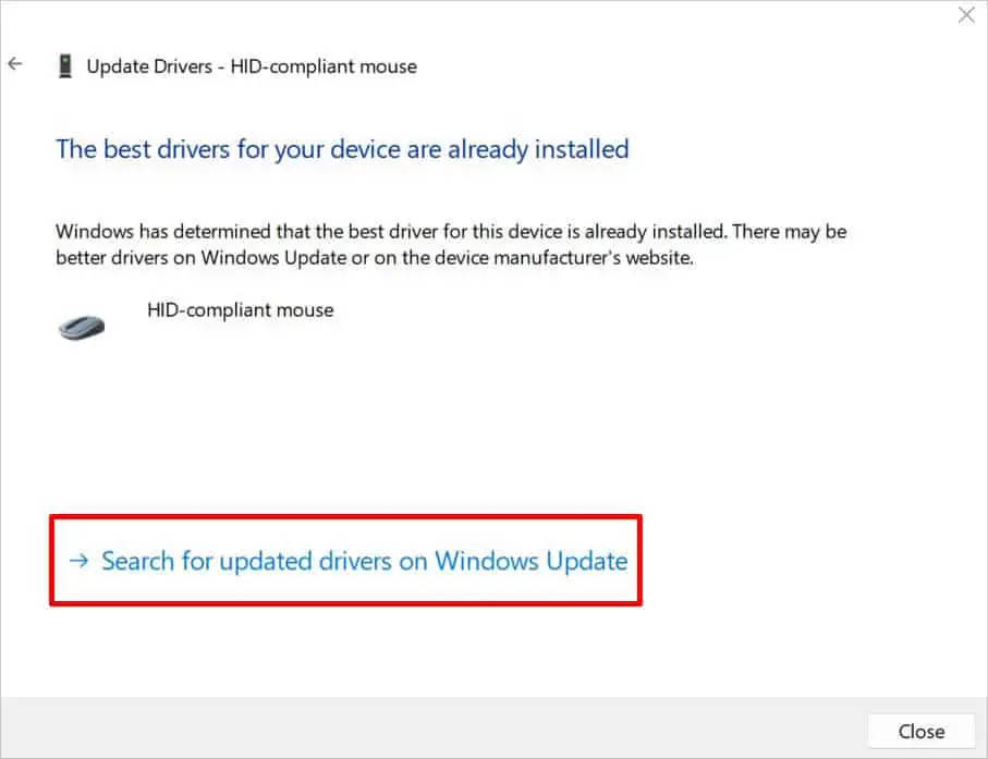 Why is My Mouse Not Working? 20 Ways to Fix It 62 search-for-mouse-drivers-on-windows-update