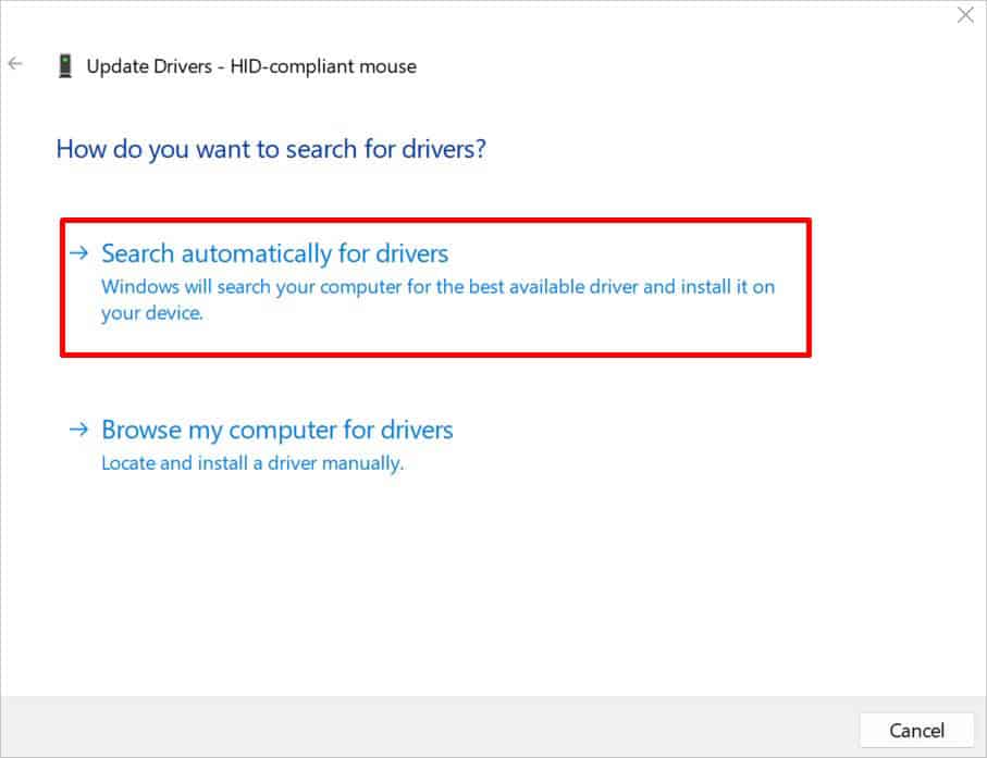 search for mouse drivers