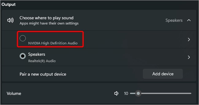 select audio source