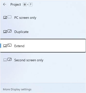 select extend in projection settings