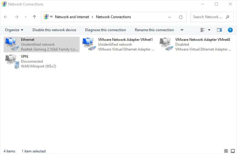 double click on problematic adapter