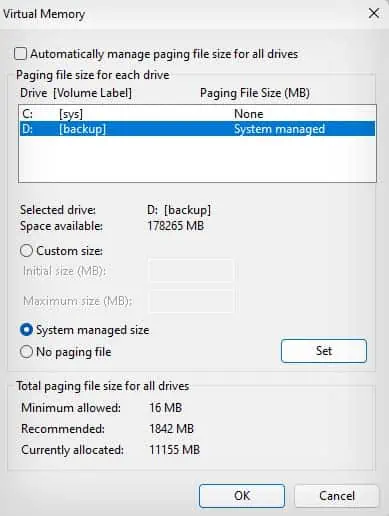 Why is My C Drive Filling Up So Fast? How to Fix It 19 set-pagefile-in-d-drive