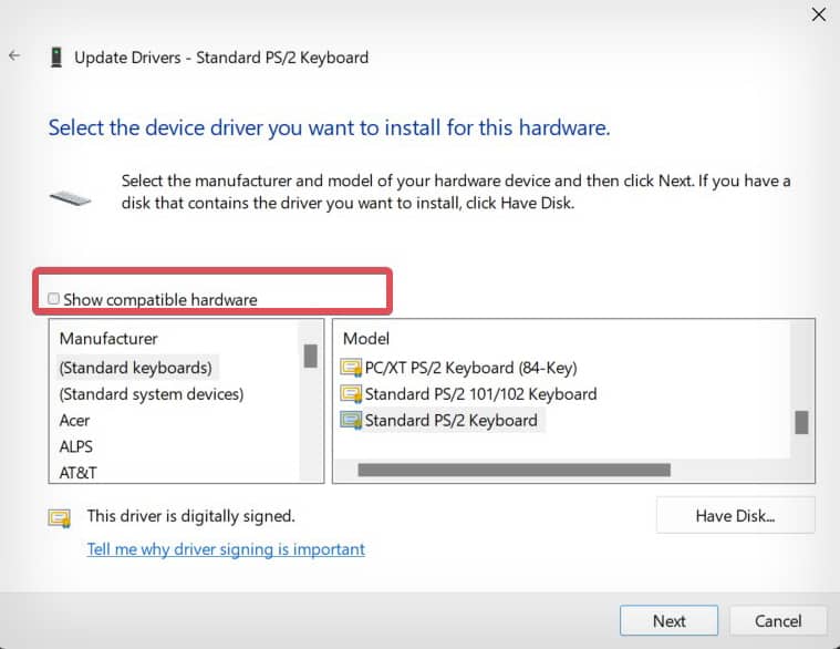 show compatible drivers