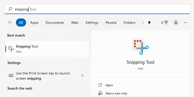 Print Screen Button Not Working? Try These 8 Fixes 10 snipping-tool-search-bar