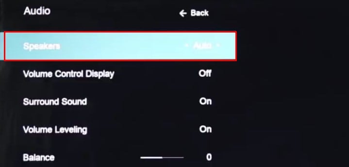 speakers option on vizio tv