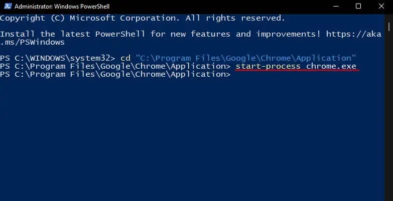 start-chrome-exe-in-powershell