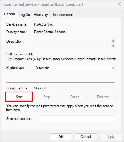 start service razer mouse not working