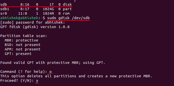 sudo-gdisk-dev-sdb-o-y