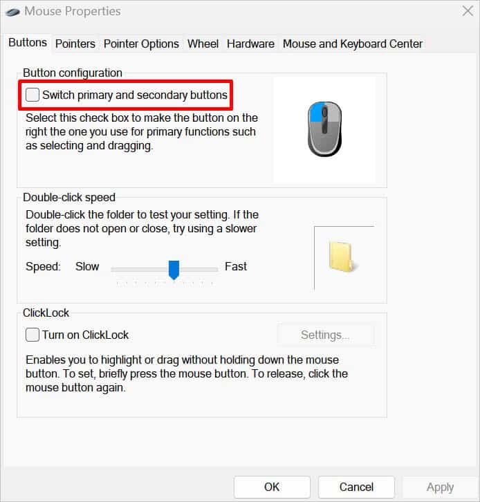 switch primary and secondary buttons