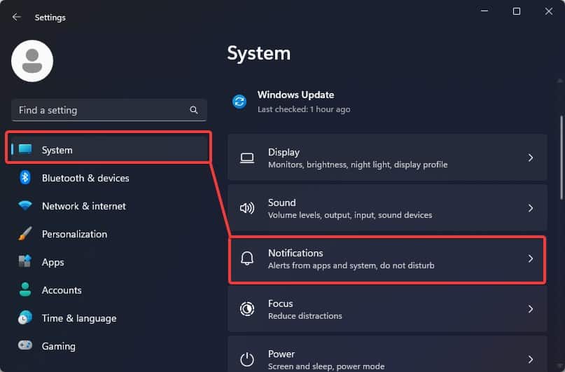 system notification