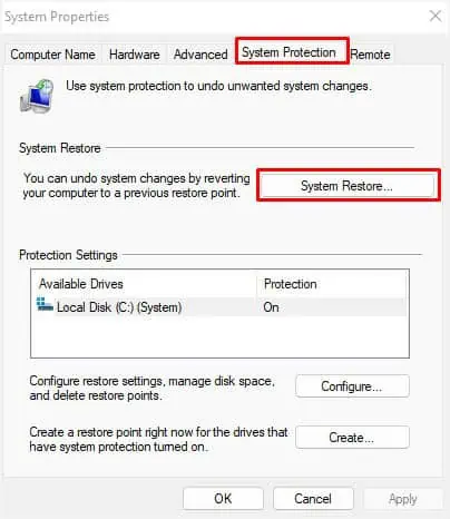 Fix: File Not Found Error in Windows 26 system-restore-in-system-properties