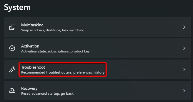 system troubleshoot