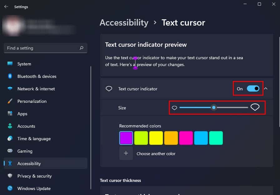 text cursor indicator