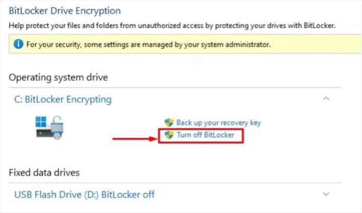 turn off bitlocker
