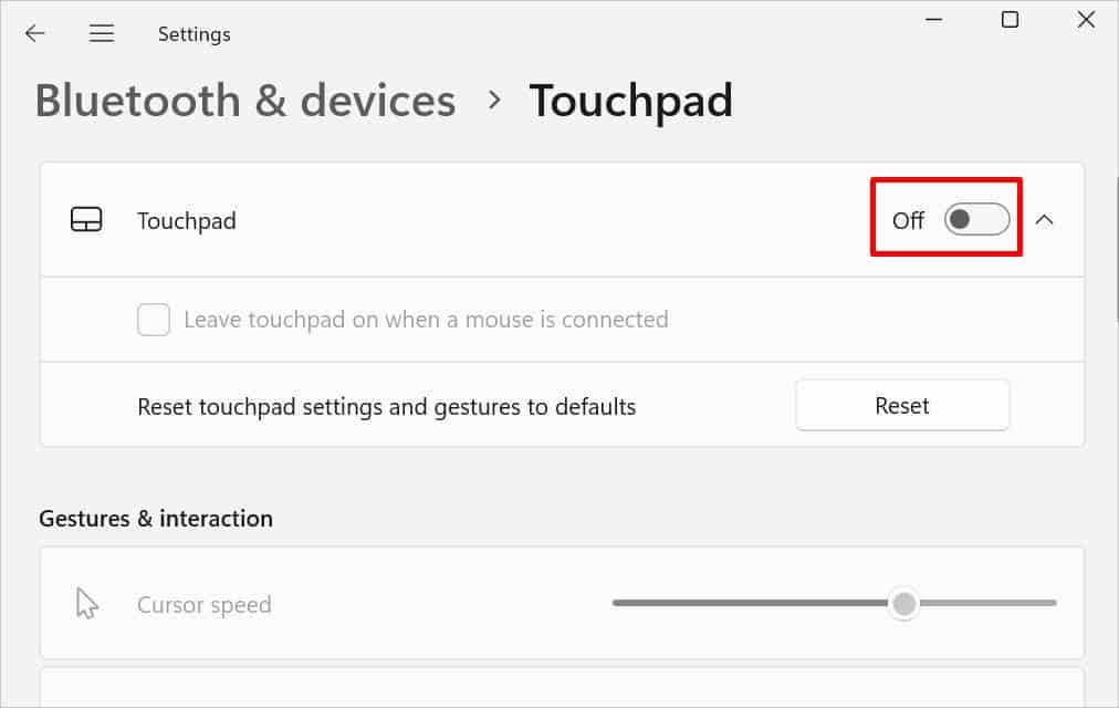 turn off touchpad