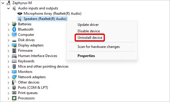 uninstall device