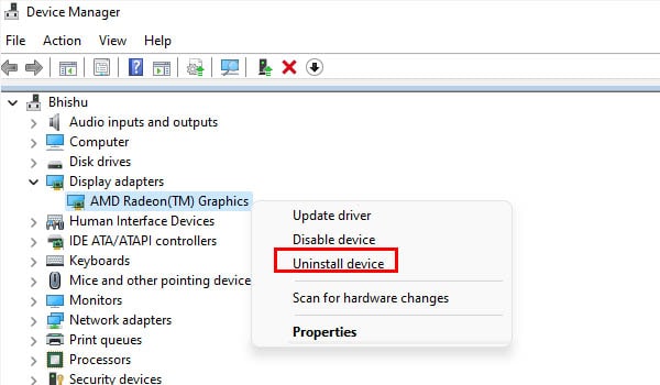uninstall device