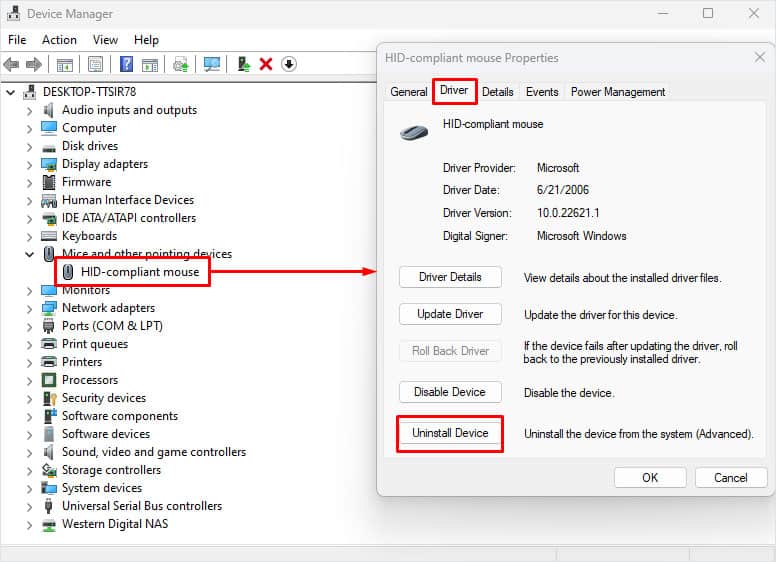 uninstall driver scroll not working