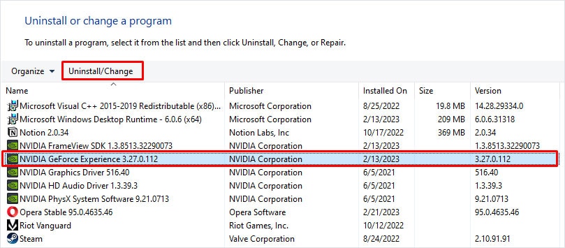 uninstall geforce experience overlay