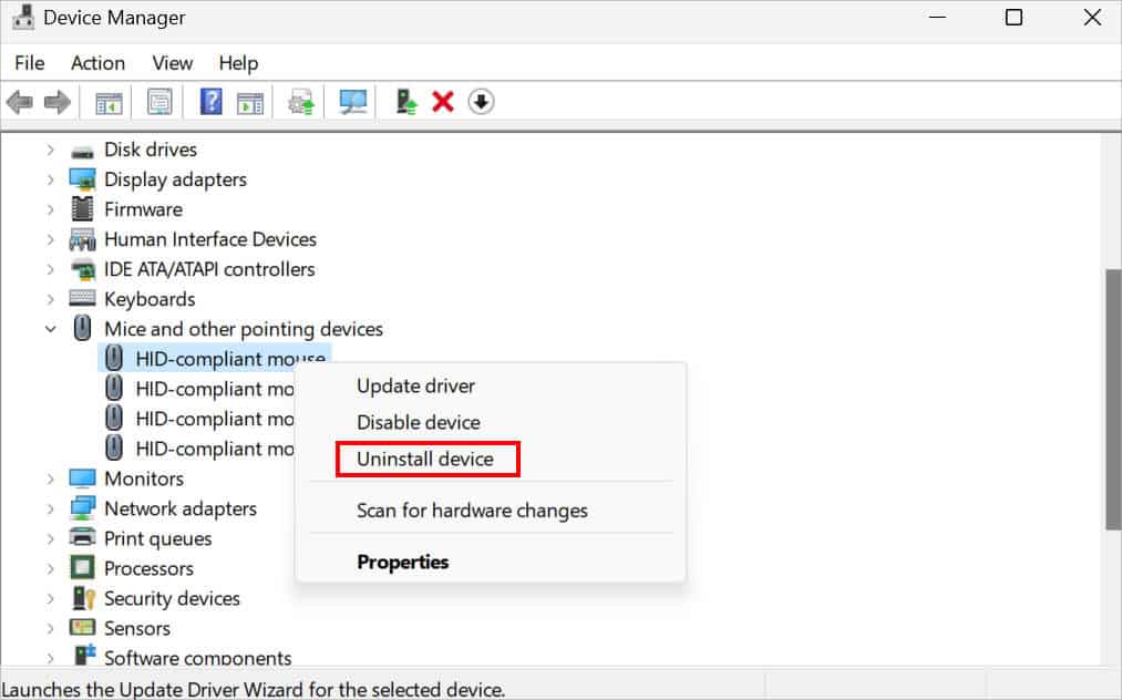 uninstall mouse driver