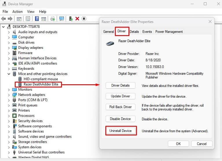 uninstall razer driver razer not working