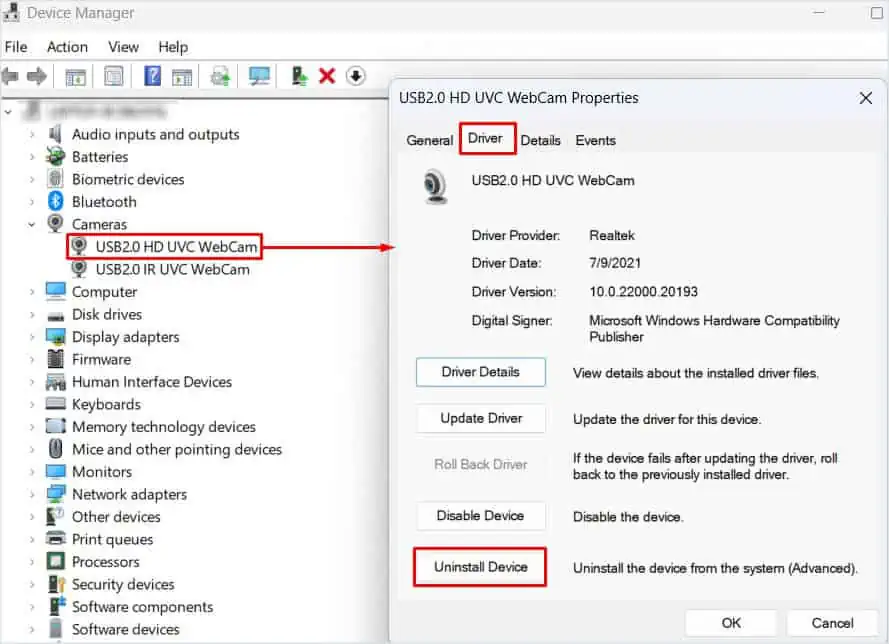 Surface Camera Not Working? Here're 9 Ways to Fix it 16 uninstalll-camera-driver-surface-camera-not-working