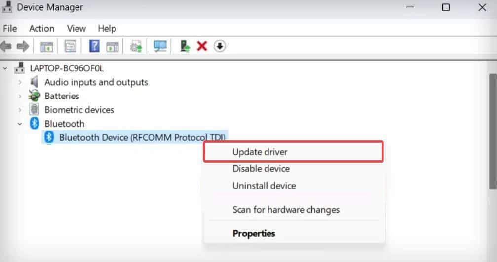 update bluettoth drivers
