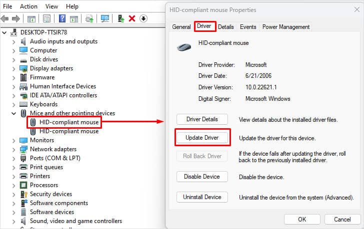 update mouse driver logitech mouse not working