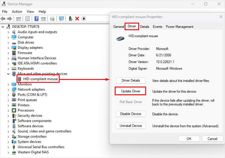 update mouse driver scroll wheel not working