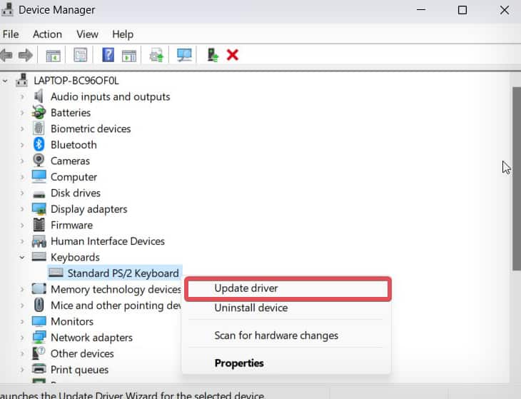 update standard keyboard driver