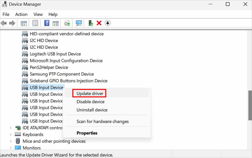update usb input device driver