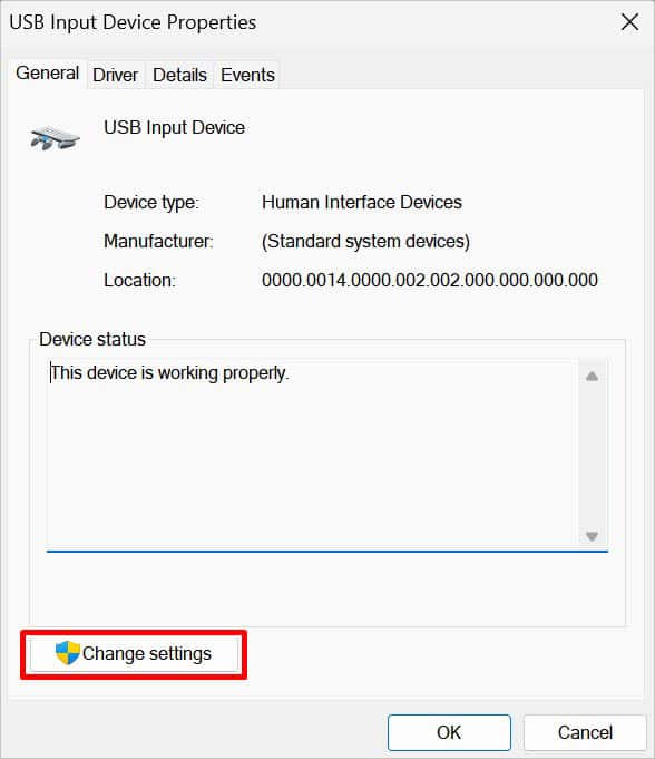 usb input device change settings