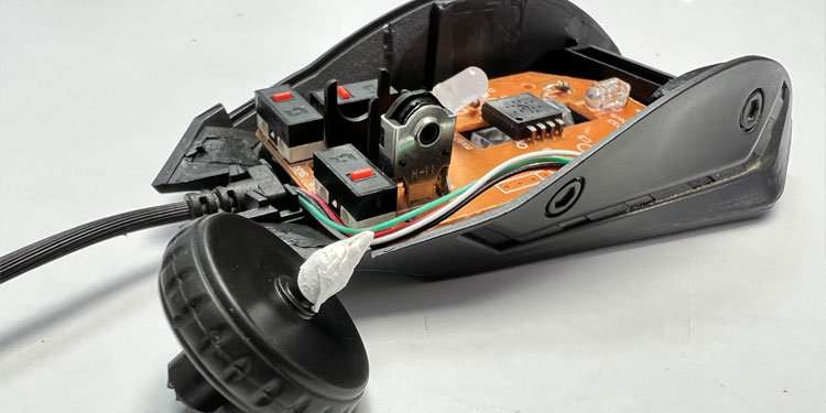 use teflon tape to wrap scroll wheel