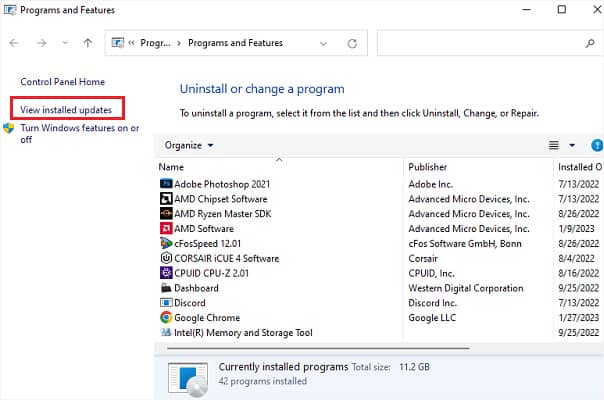 view installed updates