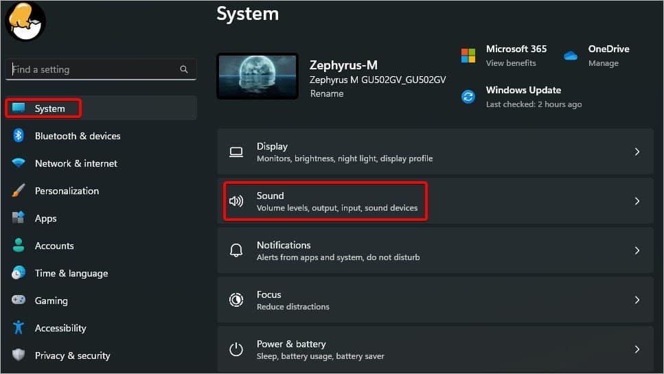 windows setting