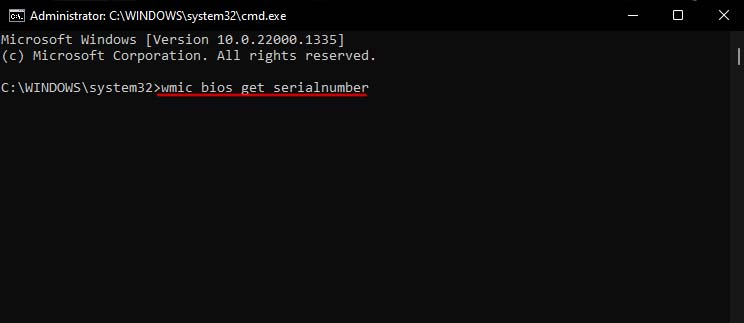 wmic bios get serialnumber