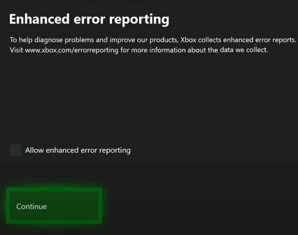 xbox enhanced error reporting