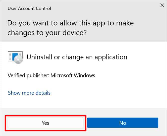 yes to uninstall conflicting app