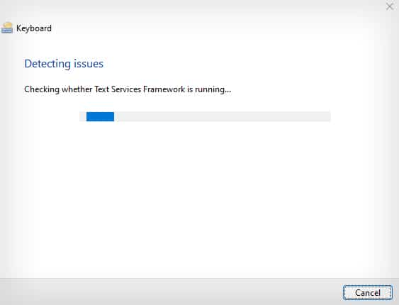 Running the keyboard troubleshooter