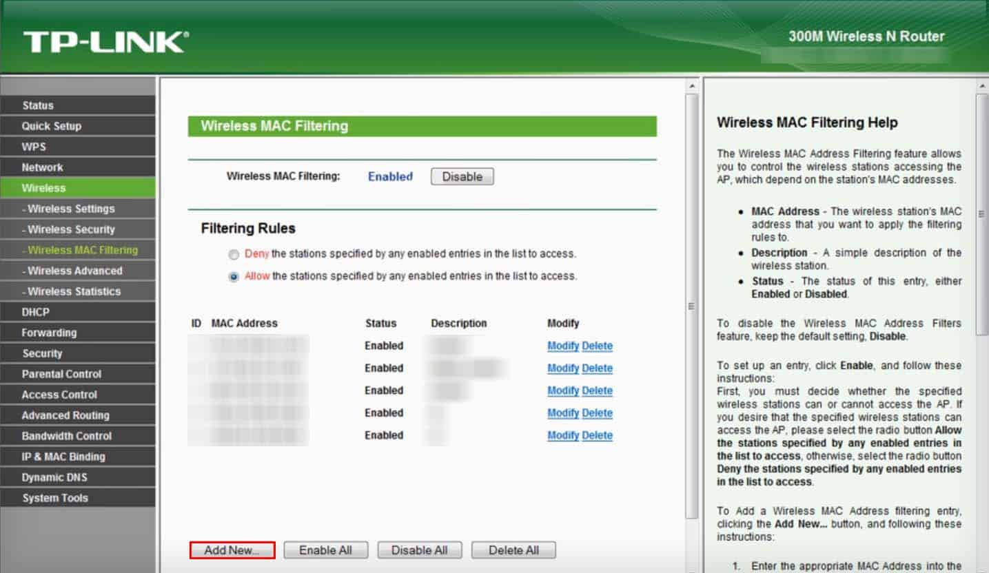 add new mac address whitelist