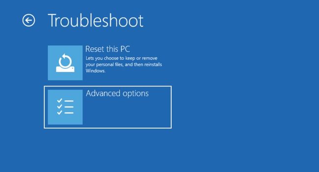 advanced options in troubleshoot